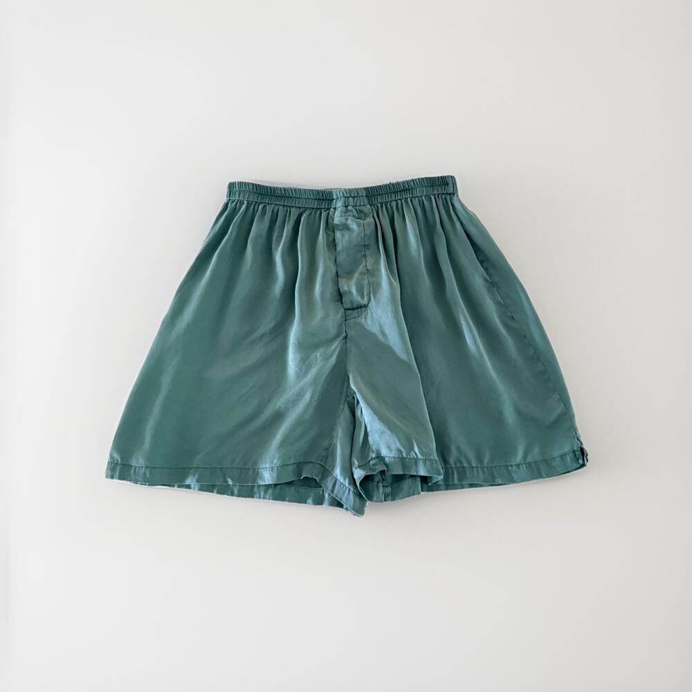 Fishers Finery Mens Silk Lounge Boxer Shorts Size M Green EUC $70